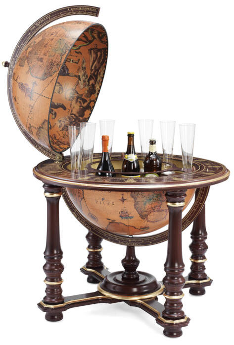 Elite Bar Globe With Mahogany Floor Stand