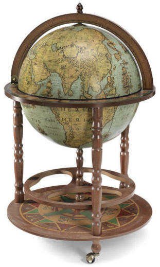 Image of the closed laguna color Calipso large floor globe bar