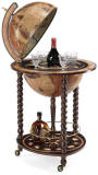 honey  Explorer floor globe bar cabinet - open small