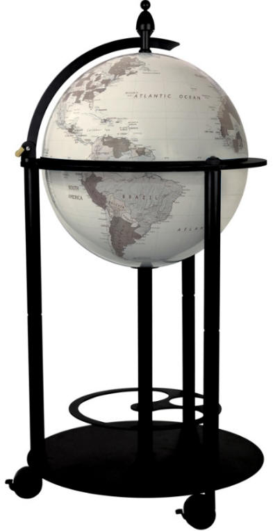 modern illuminated bar globe on floor stand gray oceans