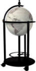 modern illuminated bar globe on floor stand gray oceans